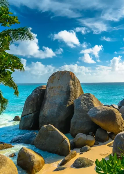 The coast of Mahé Island, Seychelles