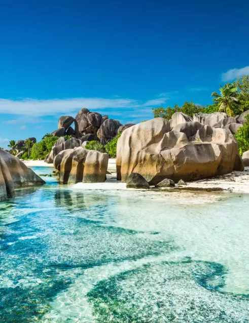 Granite rocks in the Seychelles Islands.