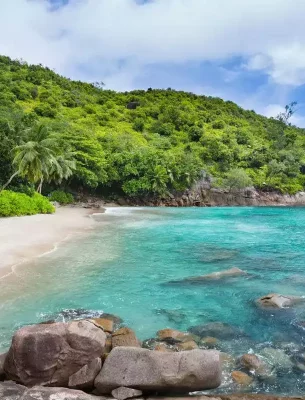 Tropical beach Anse Major on Mahe in Seychelles