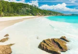 A beautiful sand beach on Praslin Island, Anse Lazio.